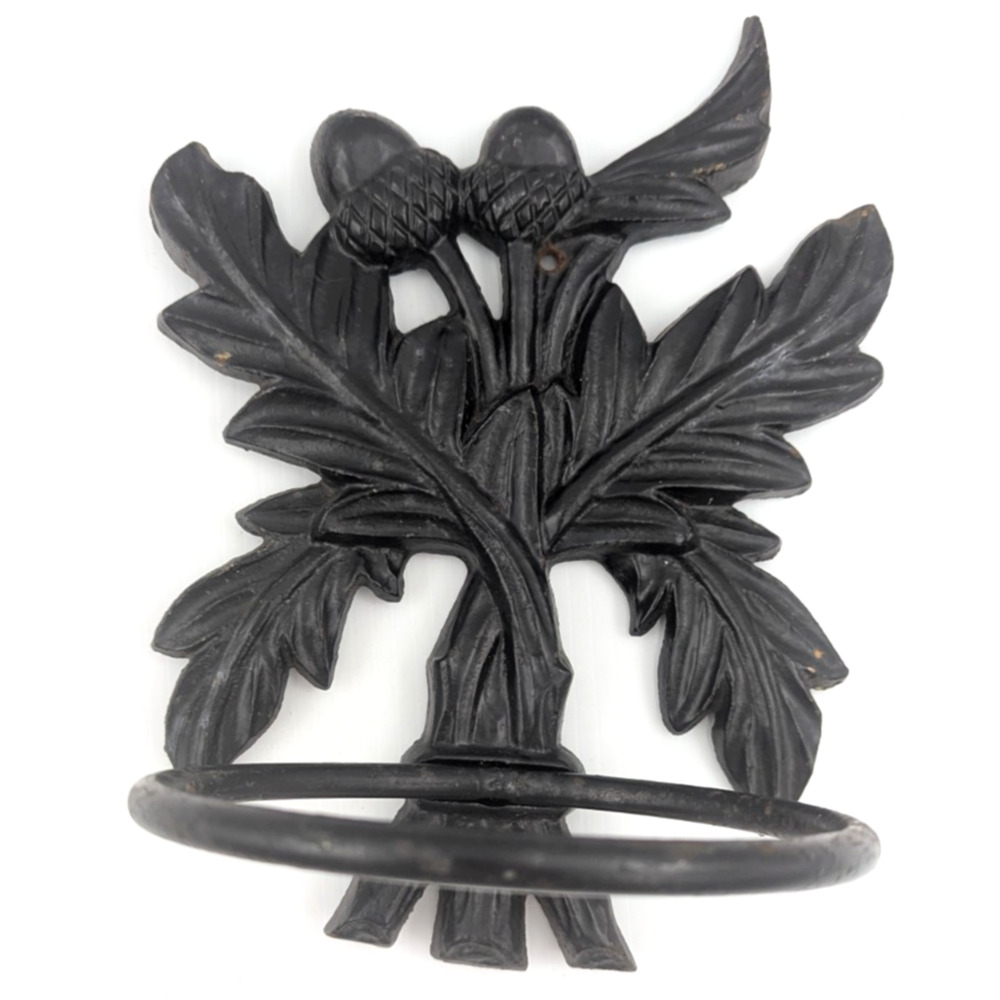 Vintage Cast Iron Planter Holder Wall Hanging Oak Leaves Acorns